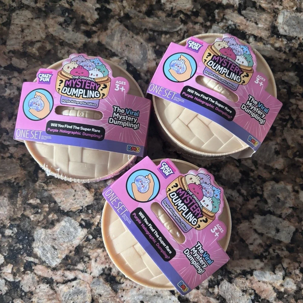 Lot of 2- RMS Crazy Fun Purple Holographic Mystery Dumpling Squishy Bun VIRAL